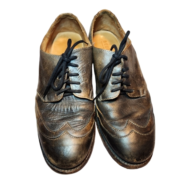 Bed Stu Mens Cobbler Derby Leather Oxford Brown Shoes Size 8 Hipster Distressed - Picture 1 of 12